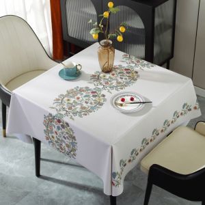 Nordic Luxury Non-Wash Tablecloth Square Table Waterproof Oil-Proof Heat-Resistant Simple Versatile PVC Coffee Table Cloth High-End Feel