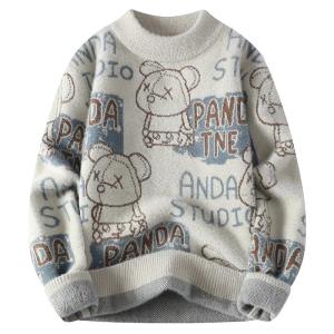 ROMON | Loomen Mens Winter Thickened Warm Casual Loose Knitted Sweater Mink Velvet Base Shirt Top Fashion Urban Style Long Sleeve