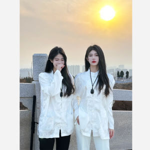 New Chinese Style Mens Shirt Ice Silk Button up Dragon Pattern Renovated Hanfu Republican Era Zhongshan Tang Costume Training Uniform