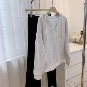 Thin Hoodie Womens Spring Autumn Loose Versatile Korean Splice Design Sensation Niche Top Coat Casual Street Style Long Sleeve