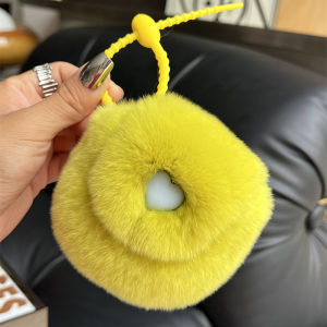 Cute Real Rabbit Ear Headphone Case Small Coin Purse Keychain Bookbag Pendant Swing Bag Accessories of Qiu Ruixing