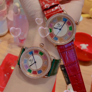 【START】Womens Watch Fashion Trend Quartz Watch Color Zircon Dial Leather Watch Rose Gold