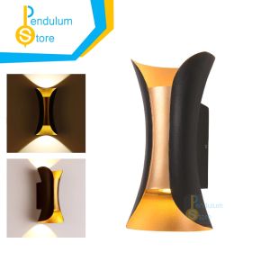 Lampu Dinding Modern Wall Light Minimalis 2 Arah Hitam Emas Black Gold Waterproof IP65 Dengan Lampu LED Indoor Outdoor