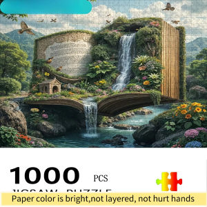 Magical Book World Jigsaw Puzzle - 70cm X 50cm Large Durable Cardboard Puzzle Vibrant Colors Waterfall Landscape Design