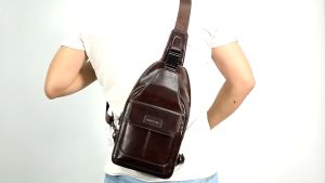 High Quality Genuine Leather Cowhide Vintage Leather Casual Mens Chest Day Back Pack Small Travel Bag For Women Fashion Men Cross Body Bag Messenger Shoulder Bag leather sling bag handbag music wide strap crossbody bag side bag for men