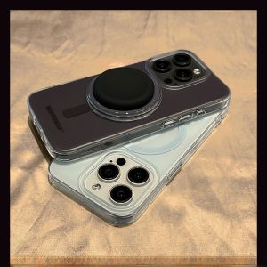 เคสโทรศัพท์มือถือแบบมีขาตั้งดูดซับแม่เหล็กแบบมีรูใหญ่ ป้องกันการตกหล่น ดีไซน์เรียบง่าย ดีไซน์น้ำตาล สำหรับ Apple 13 14 pro Max