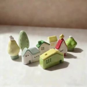 8-Pack Resin Miniature House Set - Cute Small House Models for Dollhouse Decor Fairy Garden Gnome Home & Moss Terrarium Crafts