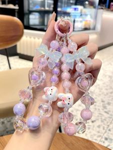 Creative Phone Case Pendant DIY Materials Lovely Beaded Chain Hook Bracelet Keychain Accessories Festive Gifts