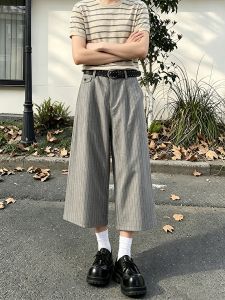OUMULONG | Old Money Stripe Mens Shorts Lightweight Casual Straight Loose Cleanfit Summer Trousers