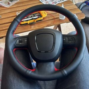 Hand Stitched Black Microfiber Leather A4(B8) A5 A8 A8L Q7 RS4 S4 S5 S6 S8 2007 Steering Wheel Cover For Audi A3(8P)