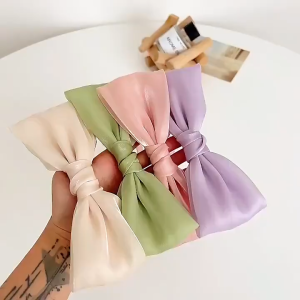 Mesh Bow Headband Elegant Bright Silk Hairband Fashion Headwear for Girls Women