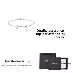 999 Pure Silver Lotus Flower Bracelet for Women Elegant Minimalist High Aesthetic Value Hand Jewelry Gift Fresh Original Design