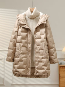 Ultra-Light Thickened Mid-Length Duck down Jacket Womens Winter Coat Hooded Commuter Style Straight Cut Korean Fashion