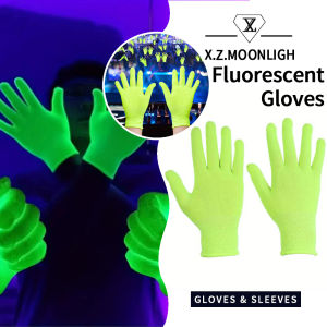 X.Z.MOONLIGH Fluorescent Gloves Bar Disco Luminous Gloves Self-Luminous Fluorescent Green Gloves Nightclub Interactive Stage Performance Gloves