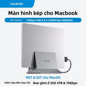 Cổng Kết Nối Đa Năng PULWTOP Dual-USB C Cho Máy Tính Xách Tay Mac Tích Hợp Đầu Đọc Thẻ Nhớ SD/TF USB 2.0 Giá Đỡ Đứng Dành Cho MacBook Pro Air M3 M4 M5