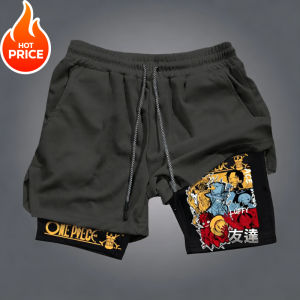 Bandai | One Piece Luffy ACE Summer Men New 2026 Double-Layer Replica Two-Piece Loose-Fit Training Running Shorts Casual Pants Bottom