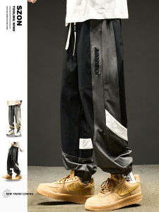 กางเกงลำลองชายทรงหลวมสไตล์อเมริกัน ปักตัวอักษร กางเกงขายาวทรงหลวมสำหรับใส่ไปทำงานในฤดูใบไม้ผลิและฤดูใบไม้ร่วง