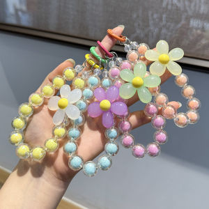 Phone Anti-lost Lanyard Key Short Wrist Pendant Colorful Macaron Round Bead Pendant Womens Hand-held Chain Mobile Phone Lanyard