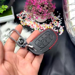 Bao da móc chìa khoá xe Hyundai Creta Stragzer 2022+. Da bò thật cao cấp.
