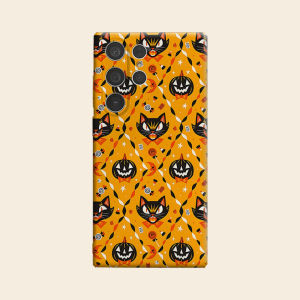 Ốp Điện Thoại Thời Trang Cao Cấp Black Cat Pumpkin Dành Cho Samsung Galaxy S26 S25 S24 A56 A36 Plus Ultra - Bảo Vệ Toàn Diện Ống Kính Chống Sốc Từ Tính Chống Trầy Xước