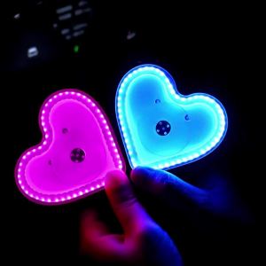 Car Window LED Atmosphere Light With Remote Control Rechargeable Glowing Heart Ambient Mood Lights Interior Decorative Neon Lamp