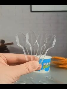 C0F0E.1000pcs Mini Clear Plastic Spoons Disposable Ice Cream Spoon/ Ice Cream Spoon/Mini Clear Plastic Spoons Disposable Flatware/For Jelly Ice Cream Dessert Cake Home Kitchen Tool.