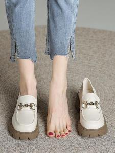 2025 Autumn New Style Thick Bottom Flats Womens Fairy Style Shoes Sweet Butterfly Knot High Heel Slimming Casual Loafers