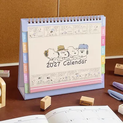 2027 Super Cute Cartoon Snoopy Standing Square Desk Calendar Planner