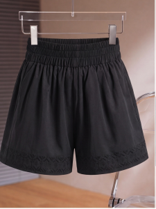 Black Ice Silk Quick-Dry High-Waisted Leisure Shorts