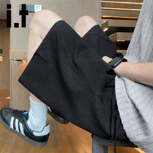 izzue | Black Flax-like Mens Straight Sport Shorts Summer Trend