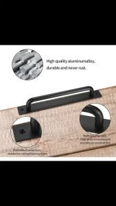 2 Pcs Exterior Interior Door Handles with Screws Black Door Pull Handles Aluminium Alloy Handles for Kitchen Closet Door New