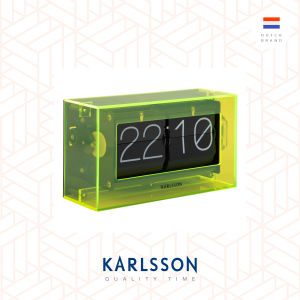 Karlsson Wall/Table clock Boxed Flip acrylic neon yellow   [Ready Stock] Flip Clock Table clock Modern Luxury for Living Room Home Decor