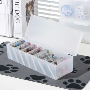 Transparent Plastic Card Storage Box Desktop Small Object Organizer with Lid Desktop Storage Box Card Holder Drawer Style
