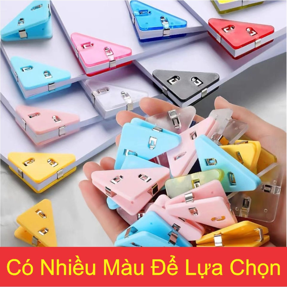 Kẹp Giấy Đa Năng Mẫu Mới 90 Độ Nhiều Màu Kẹp Góc Gọn Gàng Đánh Giấu Trang Đọc Cố Định Sách Vở Kẹp Miệng Túi Đa Năng