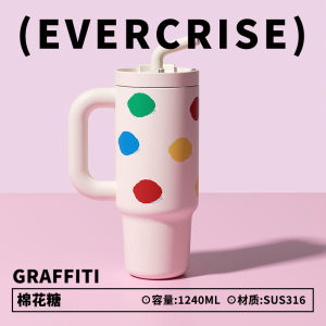 แก้วน้ำสแตนเลสความจุขนาดใหญ่ Evercrise Graffiti แก้วน้ำรักษาอุณหภูมิสำหรับใช้ในออฟฟิศ แก้วน้ำแบบมีฝาปิด