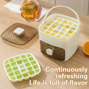 🧊48Grid Portable Pressed Ics Cube Maker Mould Large Ice Cube Tray with Top Cover Handle Ics Box Kitchen Cool Drink Tools