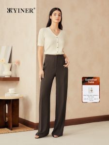 YINER | V-Neck Button Tencel Blend Knit Top