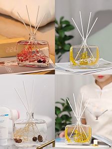 Elegant Transparent Glass Aromatherapy Diffuser 100ml with Real Flower Fragrance for Home Décor