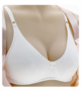 Breathable Thin Cotton Knitted Bra for Middle-Aged Women No Steel Ring Sponge Free Full Cup V-Neck Fixed Strap Underwear