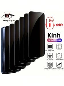 6 Miếng Bảo Vệ Màn Hình Riêng Tư Cho iPhone Nhiều Mẫu Tương Thích Phim Kính Cường Lực Chống Gián Điệp Chống Vân Tay