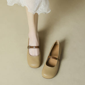 รองเท้าส้นแบน Mary Janes ทรงหัวมน หัวเข็มขัด รองเท้าส้นแบนสำหรับผู้หญิงไซส์ใหญ่ 41 รองเท้าทำงาน สไตล์เรียบง่าย รองเท้าสวมสบาย