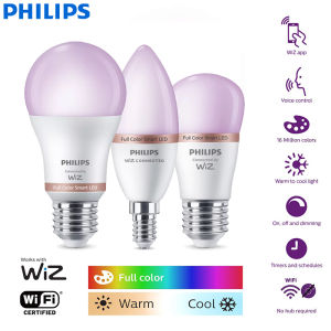 Philips | Philips Smart LED A60 P45 B35 WiZ Bulbs E14 E27 Screw Light Bluetooth 220-240V Full Color Dimmable Lamp CRI90 Mobile Control