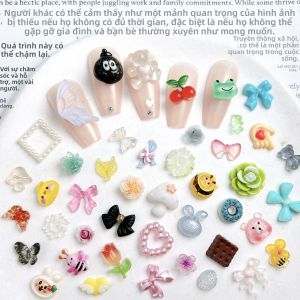 Hộp Quà Bí Mật 60 Món Phụ Kiện Trang Trí Móng Tay Bằng Nhựa - Bướm Nho Hoa Mặt Trăng Heo Nơ Nhiều Mẫu Trang Trí Móng Nghệ Thuật Tự Làm Chất Liệu Acrylic
