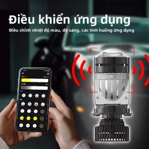 Đèn Pha LED Mini Projector Y3 APP H4 Bi LED Canbus 140W 3000K-6000K Bóng Đèn LED Ô Tô Lắp Đặt Phổ Thông Có Ống Đồng Kép
