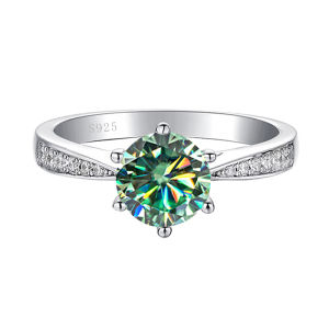 JoyceJelly 1CT Xanh Dương Xanh Moissanite Nhẫn Nữ Bạc 925 Cô Dâu Nhẫn Đính Hôn Cổ Điển Phổ Thiết Lập Cưới Trang Sức