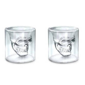 2/4 Pcs Double Wall Skull Head Crystal Whiskey Shot Cup Vodka Drinking Bar Club Beer Wine Glass Bottle Creative Teacup Juice Mug
