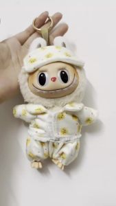 Mini 3Pcs Labubu Pajamas Set Doll Not Included Kawaii Style Fits 15‑17cm V1/V2 Labubu Doll Outfit Plush Accessories Kids Gift