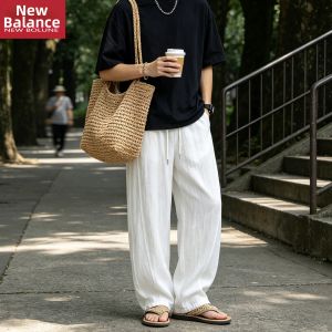 NEW BOLUNE | Vintage Style Tencel Linen Loose Straight Summer Trousers