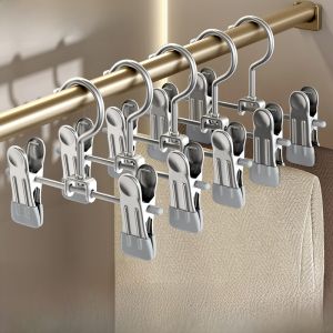 Stainless Steel Clothes Drying Clamp Home Use Strong Multi-Function with Hook Clothes Clip Single Laundry Clamp Traceless