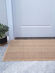 Natural Linen Nim Carpet Non-slip Easy To Clean Machine Washable Footbed Bedroom Entrance Hallway Versatile Rug For All Styles